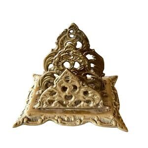 Vintage Brass Letter mail sorter holder heavy solid antique keepsake desk decor